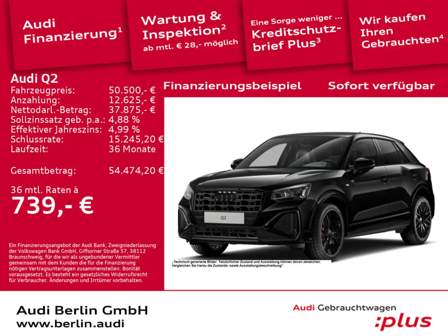 Audi Q2 S line 40 TFSI quattro S tronic Schwarz - 1