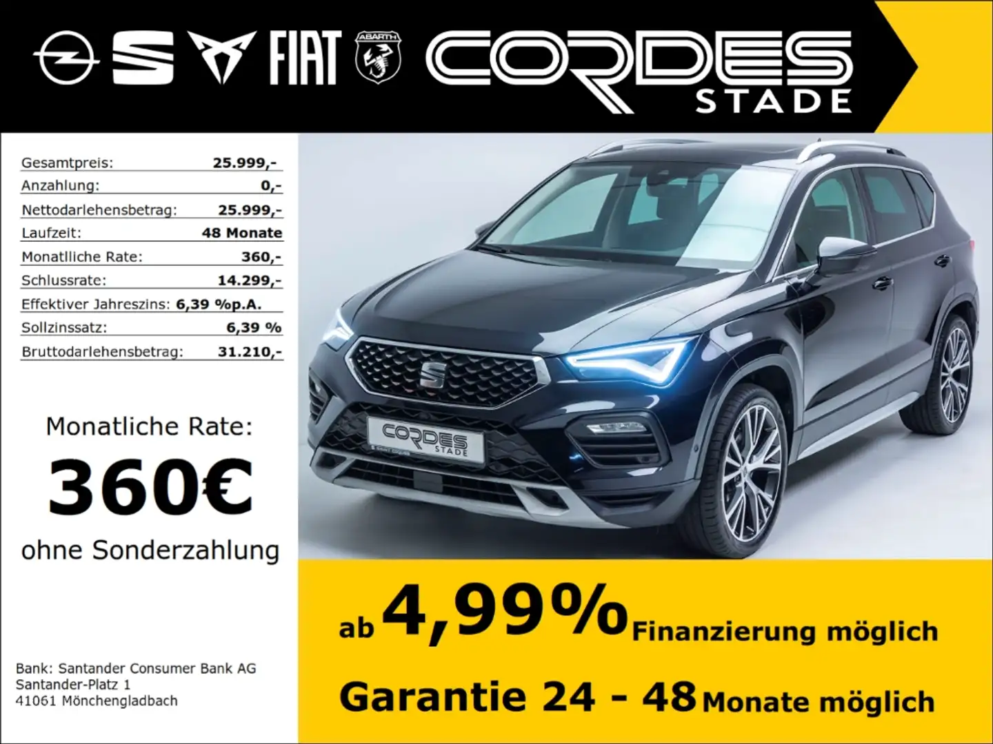 SEAT Ateca Xperience 4Drive 2.0 TDI Automatik ACC Navi Kamera Nero - 1