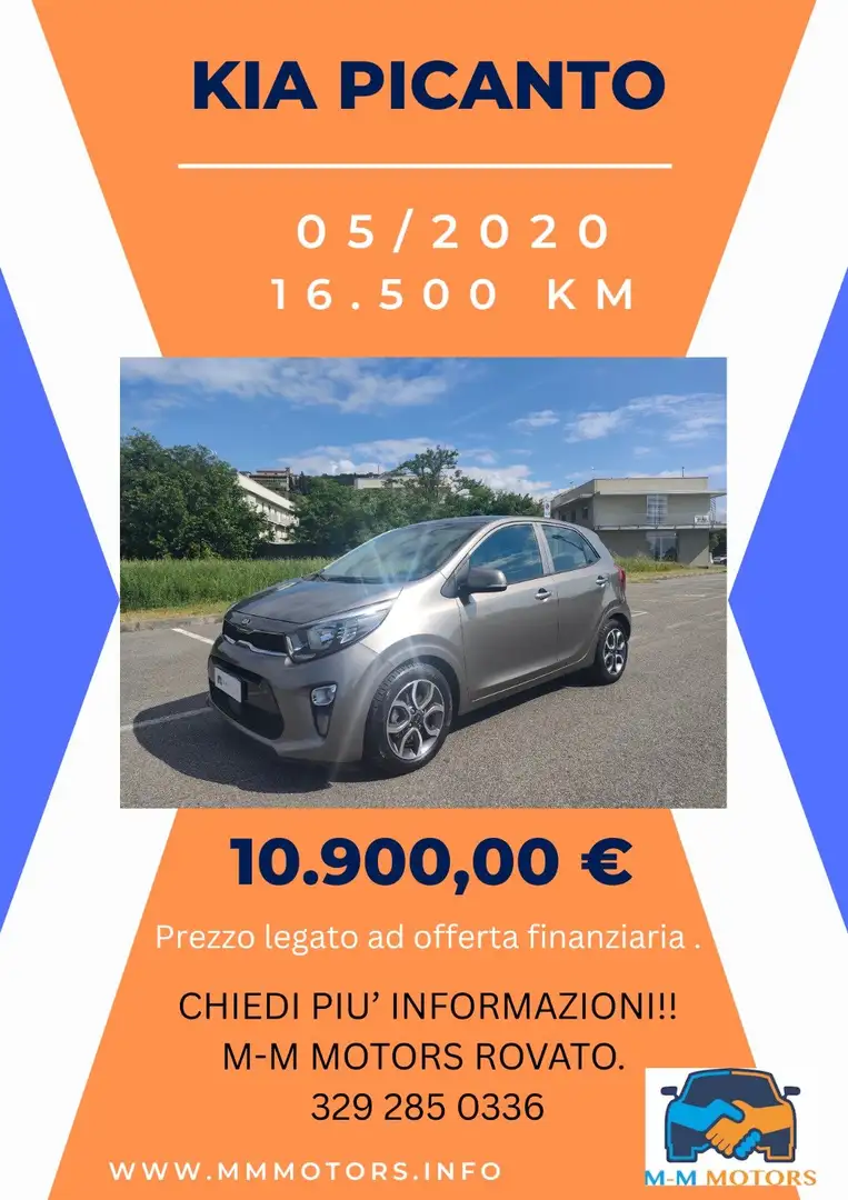 Kia Picanto 1.0 12V 5 porte Style ProM-Mo NEOPATENTATI Grigio - 2
