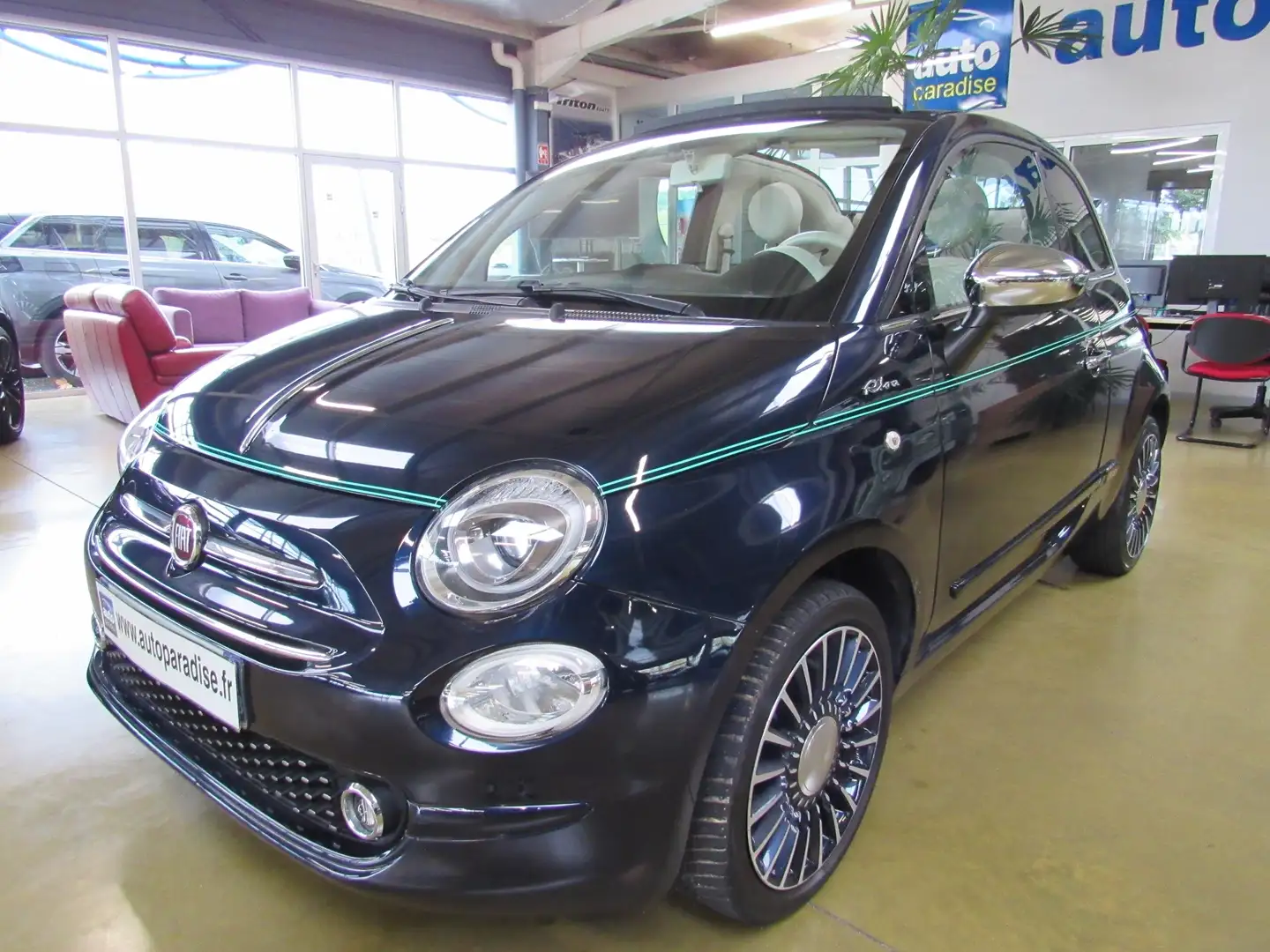 Fiat 500C 1.2 69 RIVA CABRIOLET Bleu - 1