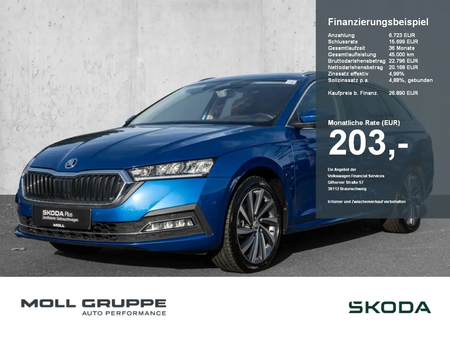 Skoda Octavia Combi 2.0 TDI DSG Style LED PDC AHK Niebieski - 1