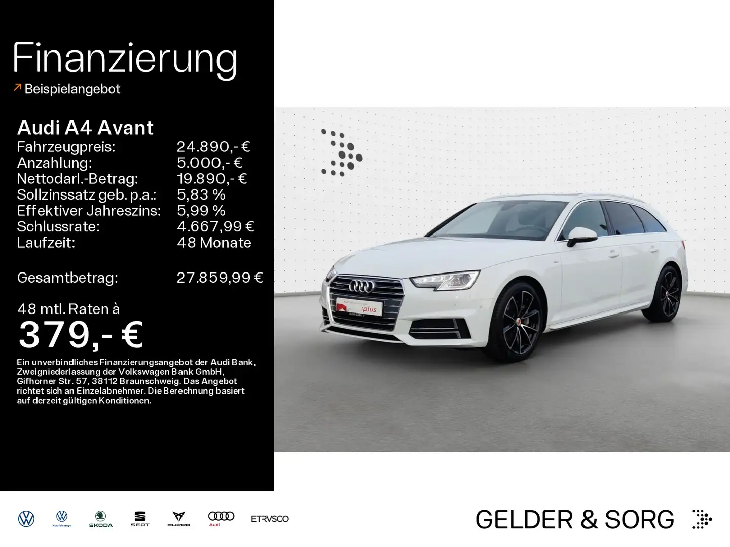 Audi A4 3.0 TDI qu Sport AHK*360°*Sound*VC*Side Weiß - 1
