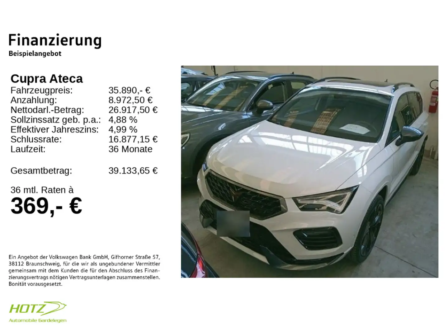 CUPRA Ateca 2.0 TSI DSG VZ 4Drive PANO/LED/REARCAM Blanco - 2