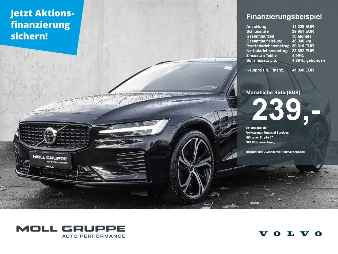 Volvo V60 T6 Twin Engine AWD Ultra Dark 360 4xSHZ ACC Schwarz - 1