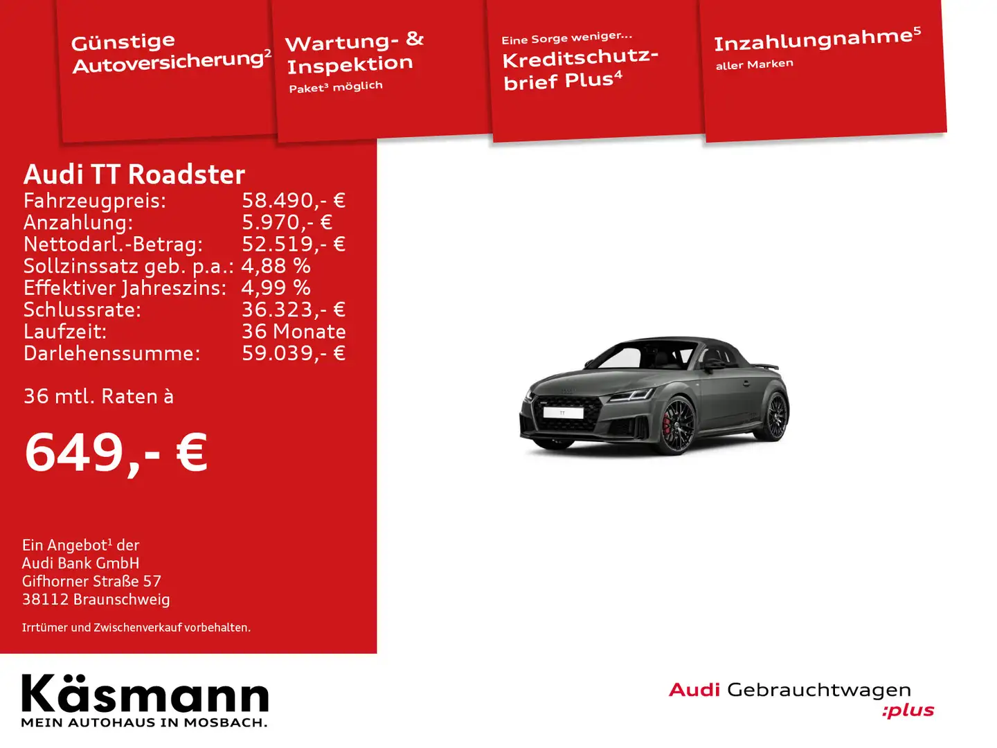 Audi TT 45TFSI quattro S line COMP + MATRIX Grigio - 1