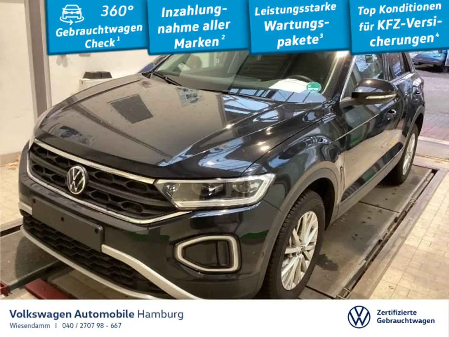 Volkswagen T-Roc 1.0 TSI Life 6-Gang LED Navi PDC Sitzhzg Schwarz - 1