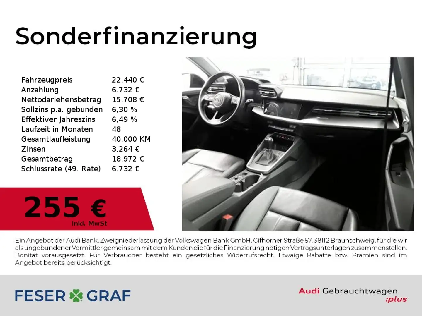 Audi A3 Lim 30 TFSI SmartphoneI,PDC,Sitzhzg,Leder Schwarz - 1