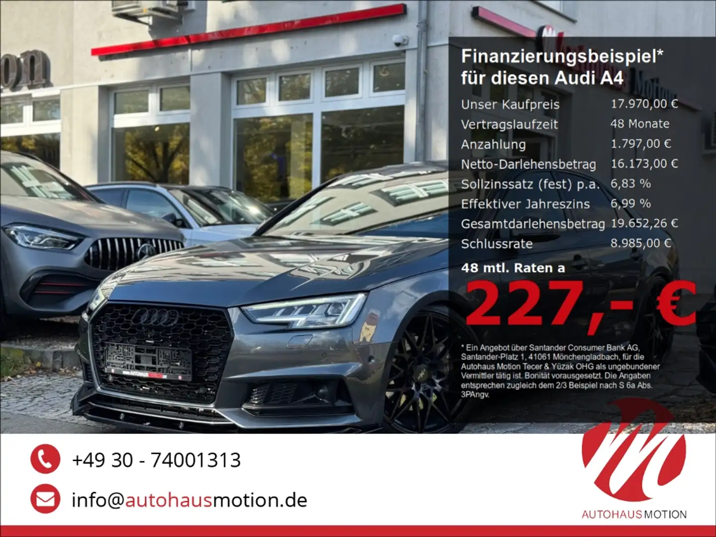 Audi A4 quattro 3x S-line GSD Navi 360 Kamera HUD LED Grigio - 1