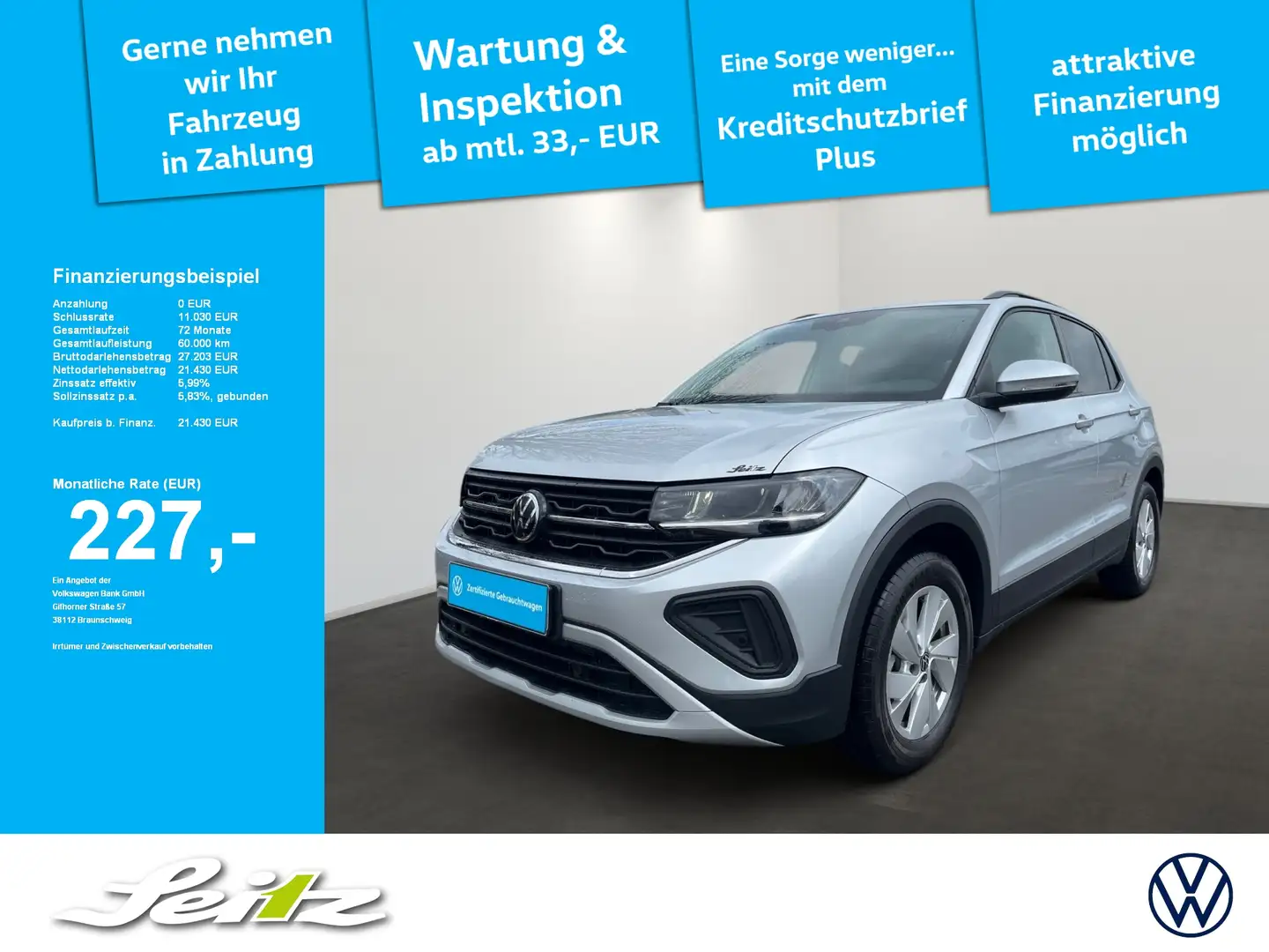 Volkswagen T-Cross 1.0 TS Life *APPCON*PDC*LED*SITZH* Argent - 1