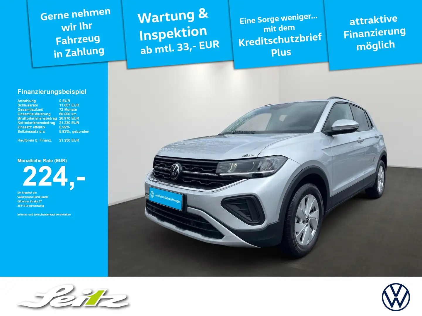 Volkswagen T-Cross 1.0 TS Life *APPCON*PDC*LED*SITZH* Argento - 1
