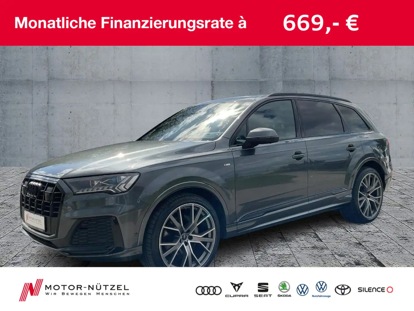 Audi Q7 50 TDI QU S-LINE MATRIX+HuD+B&O+AIR+AHK+360° Gris - 1