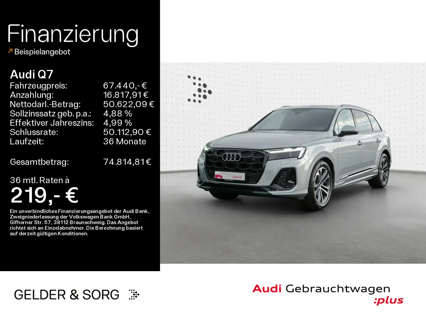 Audi Q7 50 TDI qu. S line AHK*HuD*Pano*Air*RFK*Matrix Silber - 1
