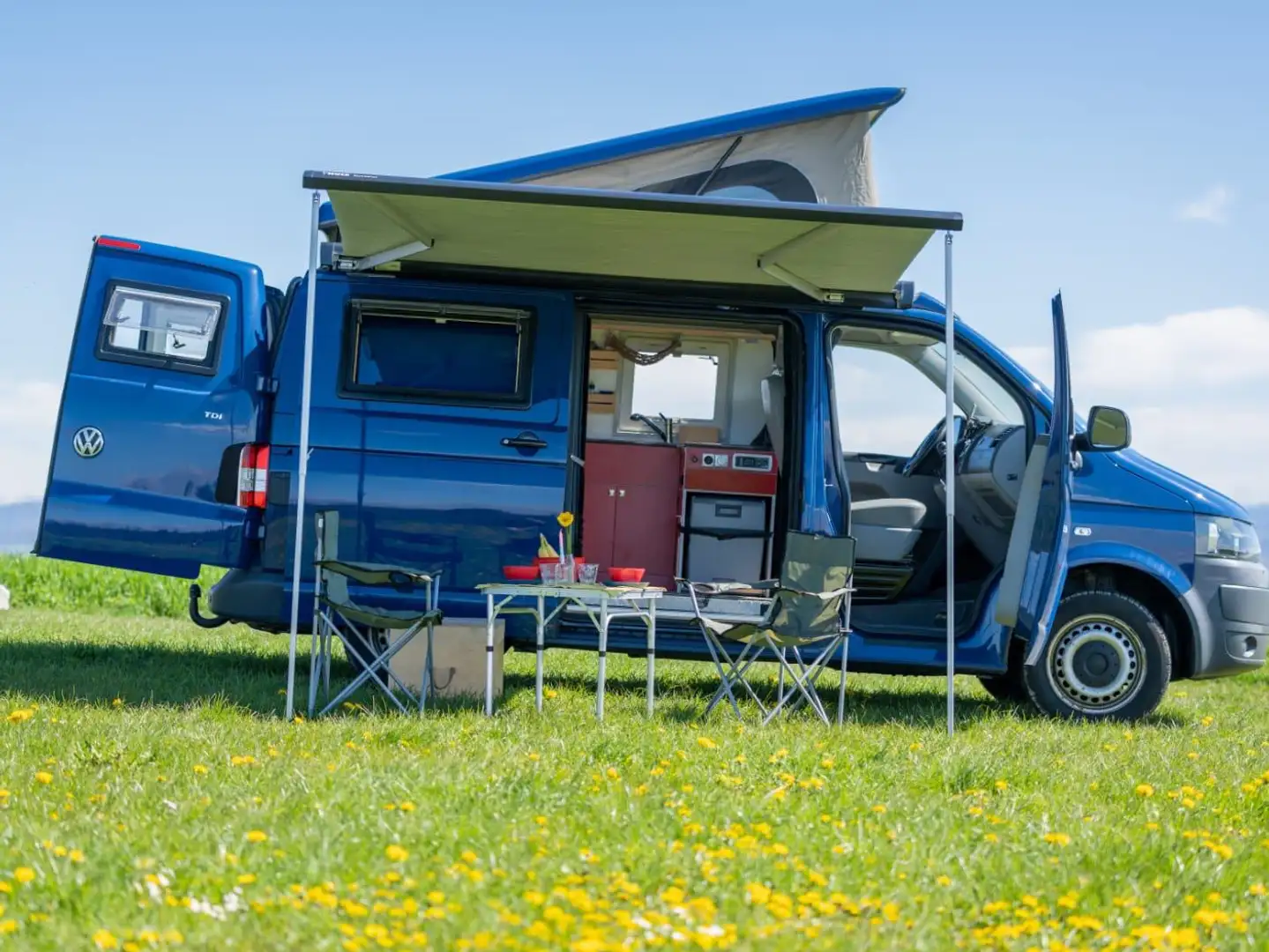 Volkswagen T5 California Reimoausbau mit Aufstelldach 4 Schlafpätze Синій - 2
