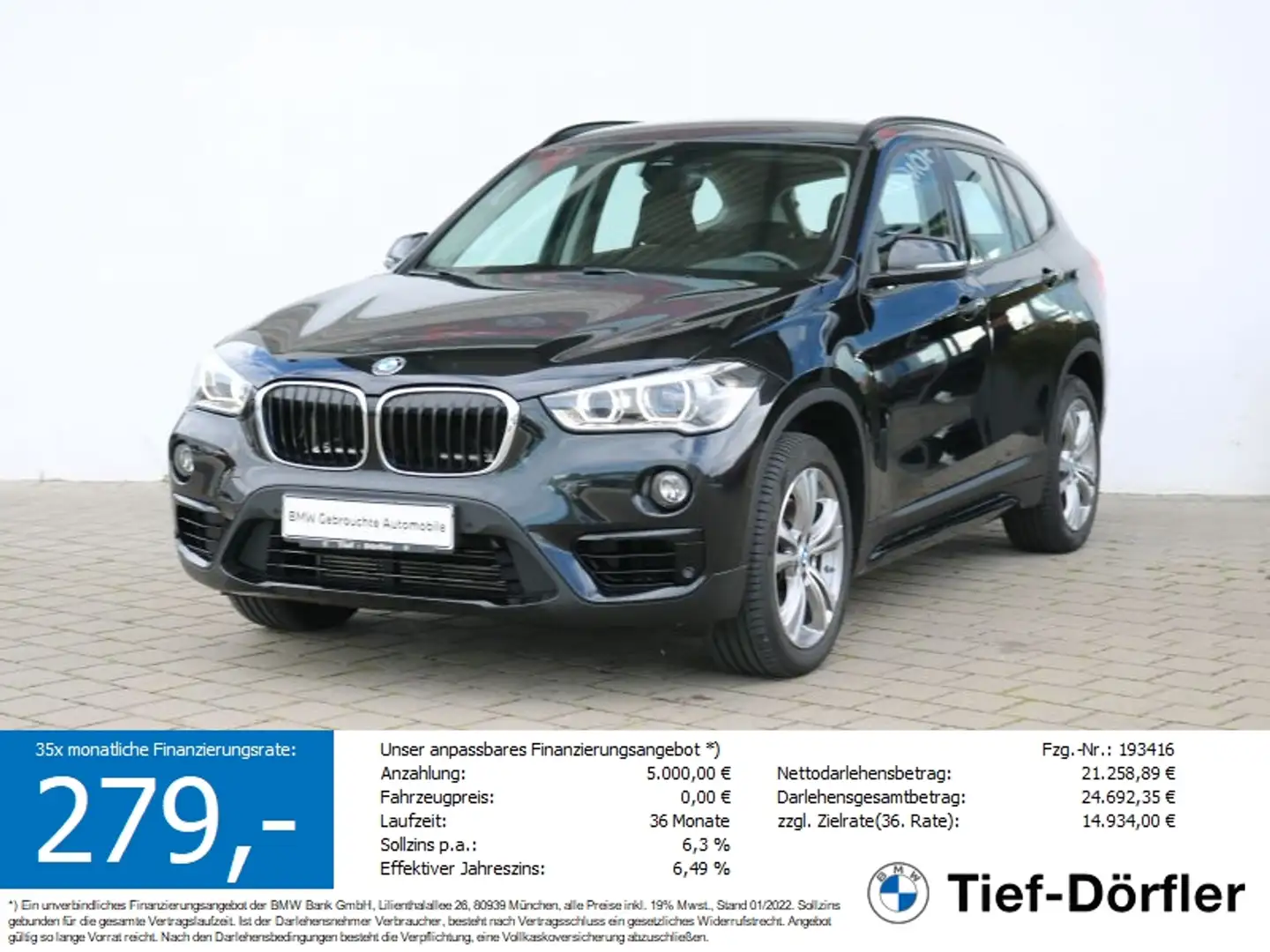 BMW X1 xDrive20i A Sport Line AHK/LED+/K-ZUGANG/PDC Zwart - 1