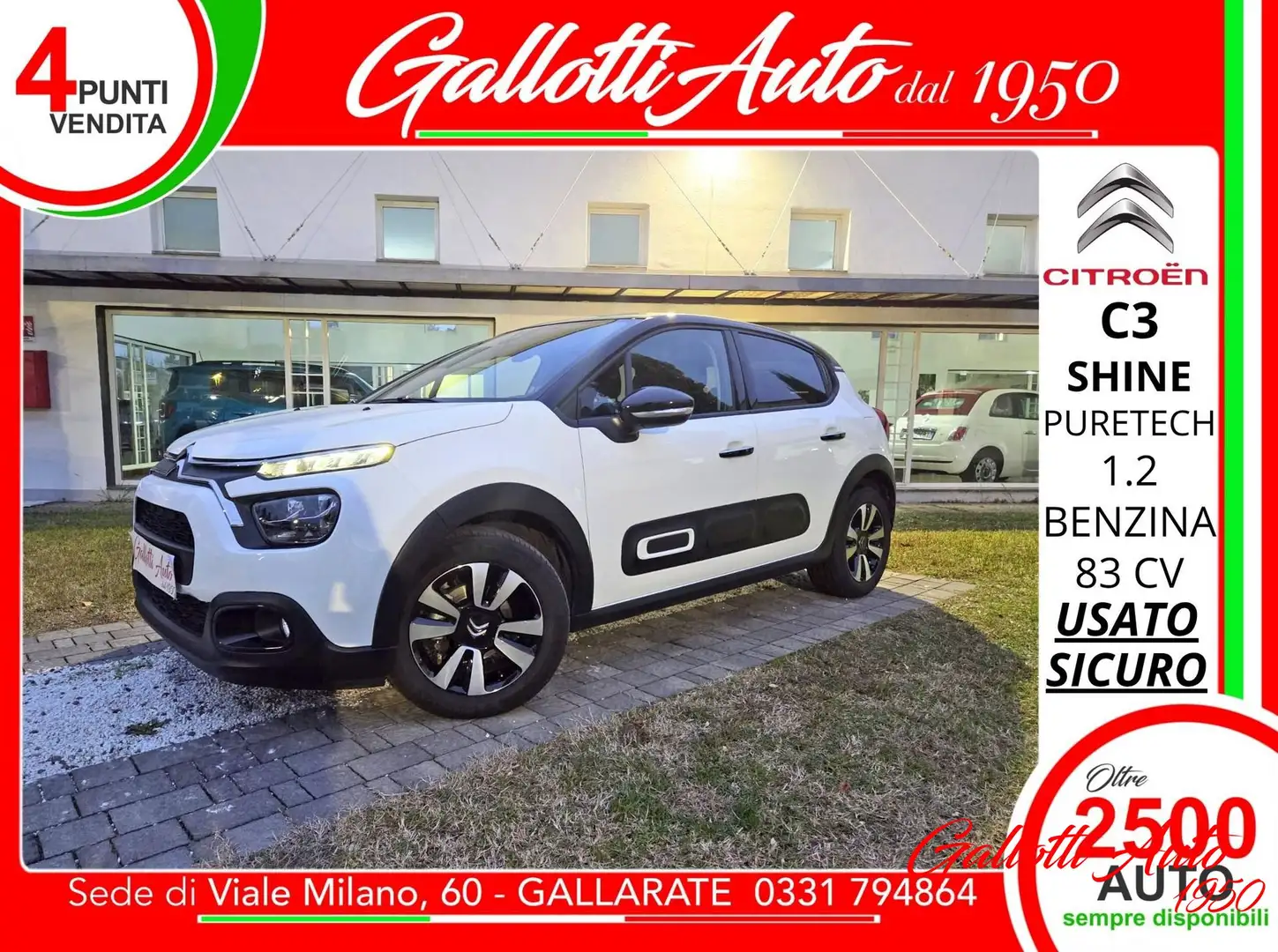 Citroen C3 C3 PureTech 83 S&S Shine Bianco - 1