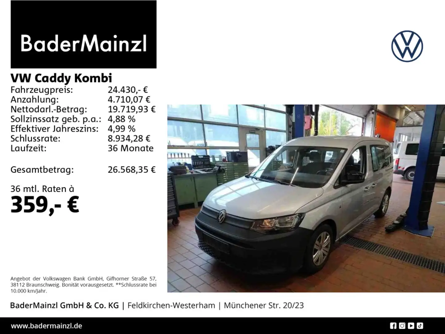 Volkswagen Caddy Caddy Kombi 2.0 TDI Navi SHZ 2xPDC Klima ACC Silber - 1