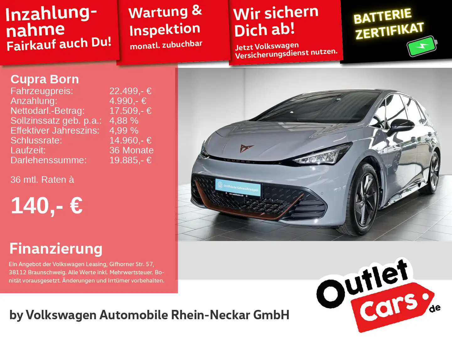 CUPRA Born 150kW Navi Kamera ACC uvm Gri - 1