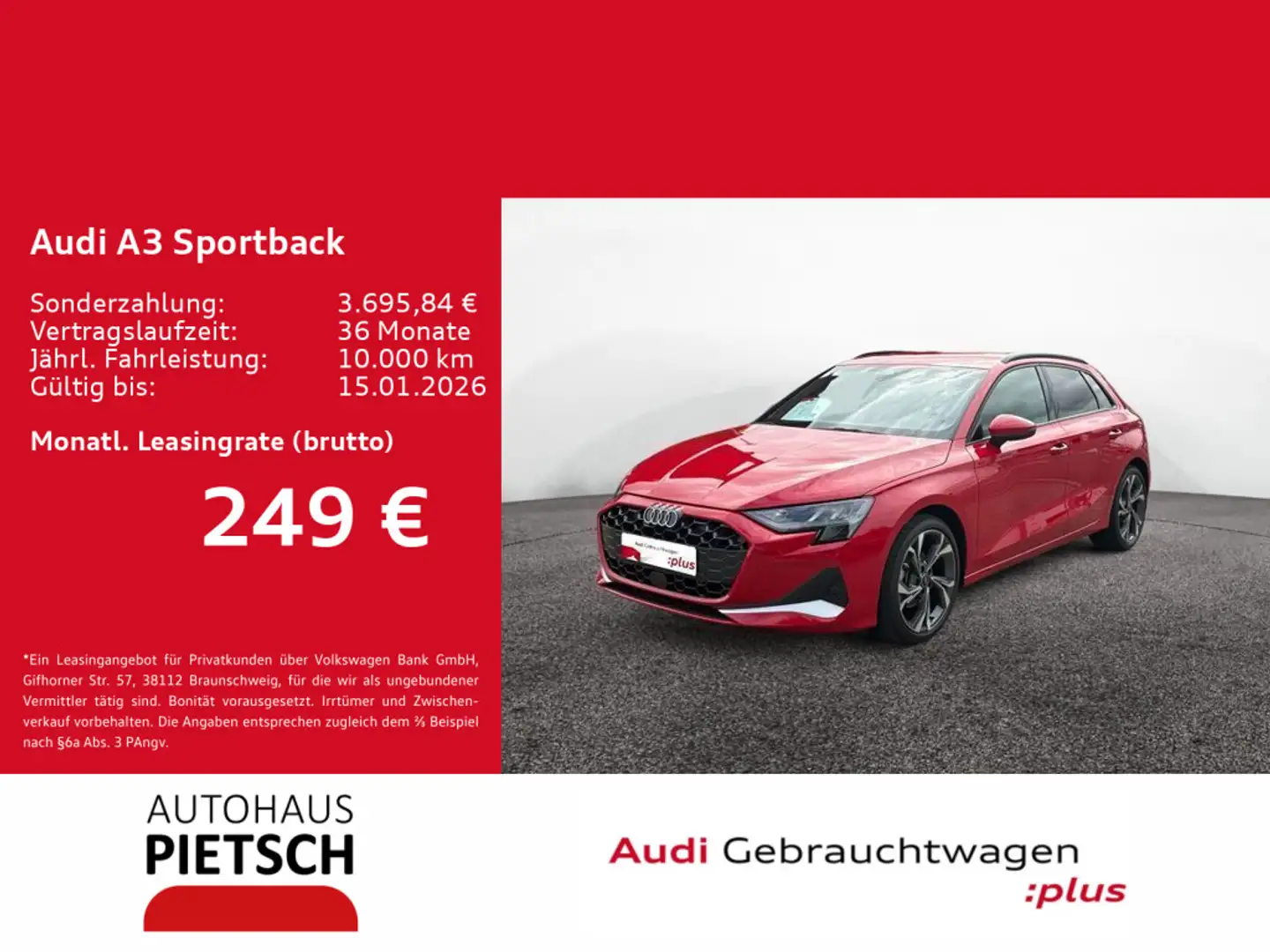 Audi A3 30 TFSI S line AHK LED ACC Rot - 1