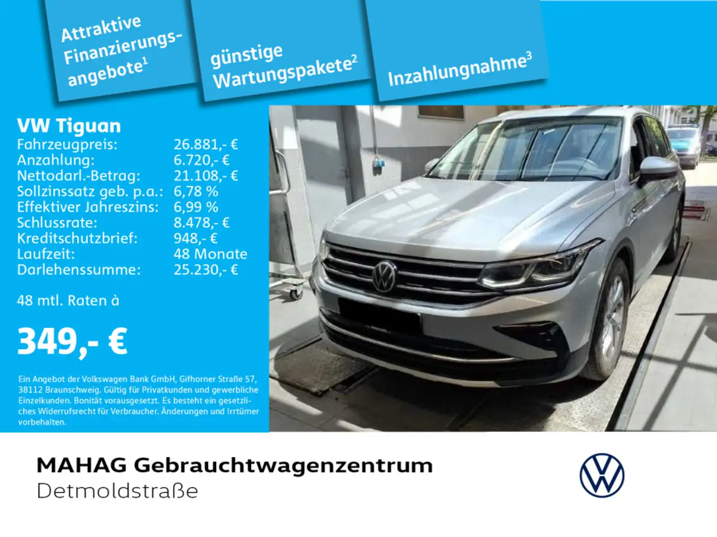 Volkswagen Tiguan 2.0 TDI Elegance IQ.LIGHT Navi ACC 6-Gang Argento - 1