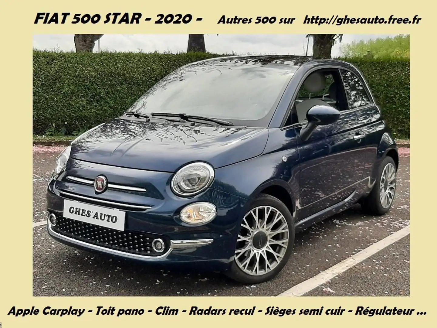 Fiat 500 1.2 69 ch Eco Pack S/S Star Bleu - 1