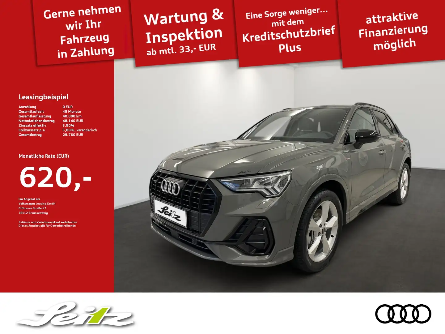Audi Q3 40 TFSI quattro S line *AHK*STANDH*MATRIX*NAVI* Gris - 1