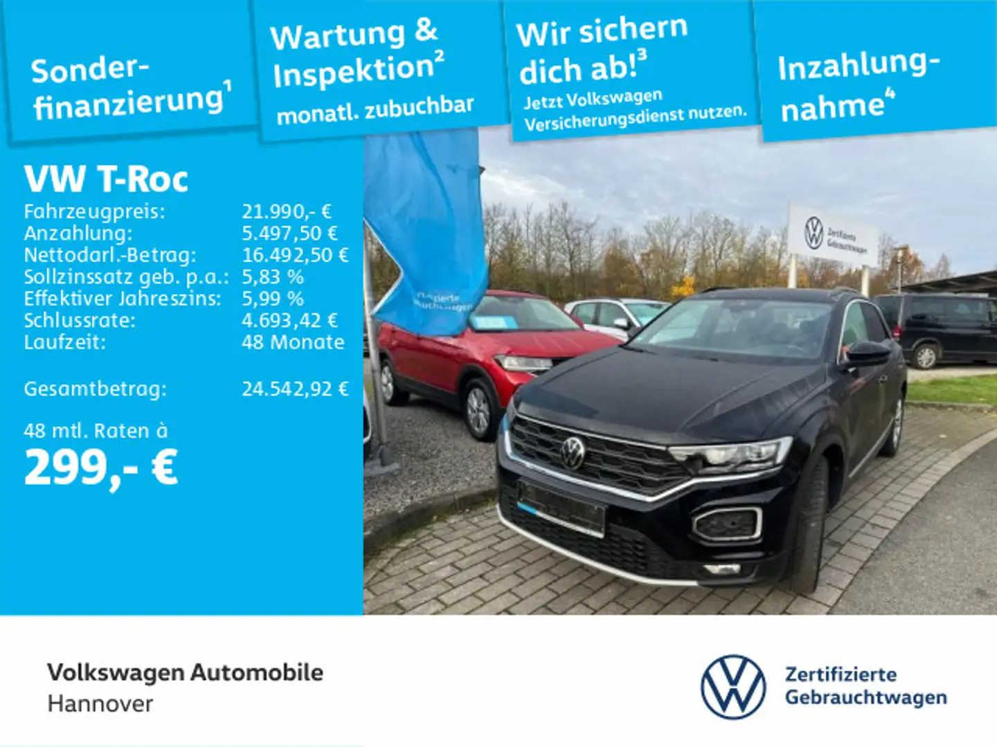 Volkswagen T-Roc 1.5 TSI Sport ACC PDC Navi SHZ LED Schwarz - 1