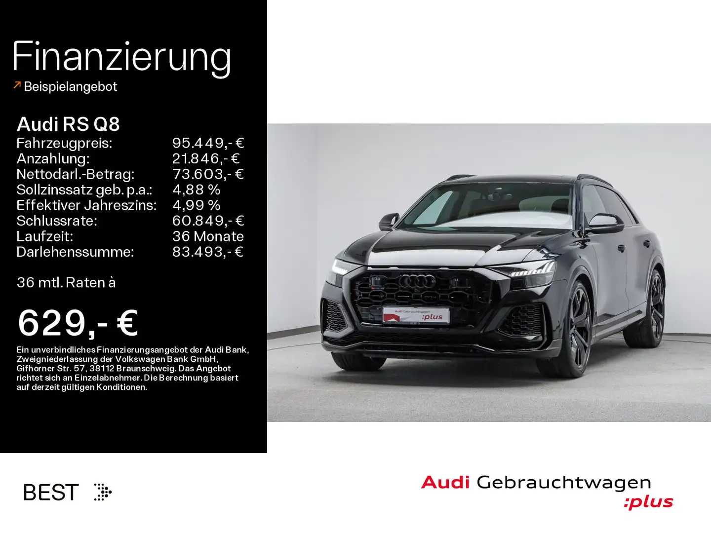 Audi RS Q8 PANO*RS-AGA*305KM/H*KERAMIK*NACHTSICHT*B&O Schwarz - 1