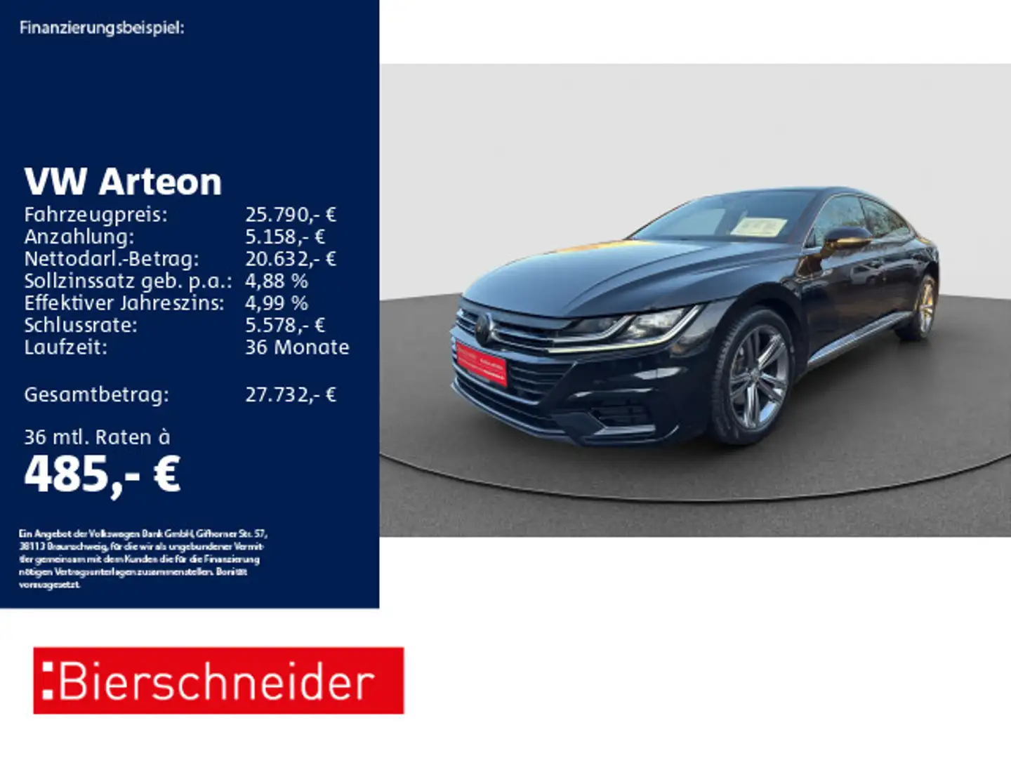 Volkswagen Arteon 2.0 TSI DSG R-Line AHK PANO SHZ CAM Schwarz - 1