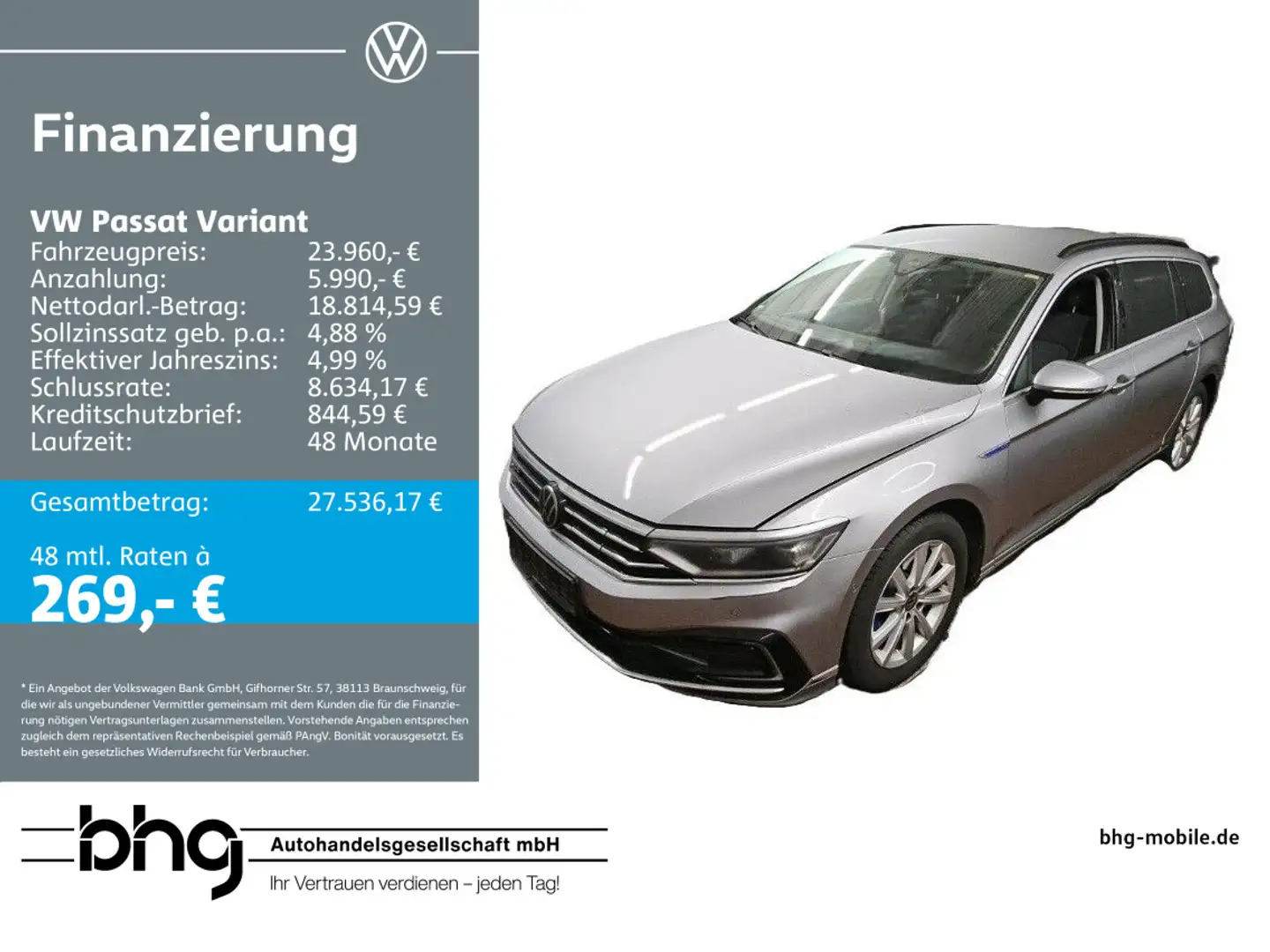 Volkswagen Passat Variant GTE 1,4 l eHybrid DSG AHK TravelA Silber - 1
