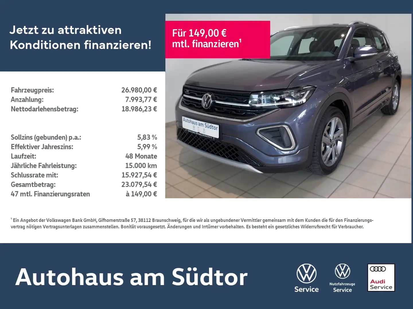 Volkswagen T-Cross R-Line 1.0 TSI | LED RFK ACC Navi Grau - 1