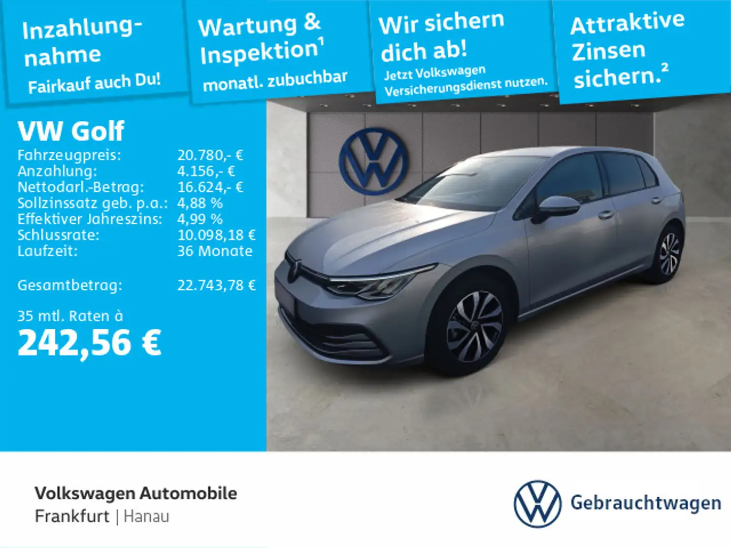 Volkswagen Golf VIII 1.0 eTSI Active Navi Spurhalteassisten Silber - 1