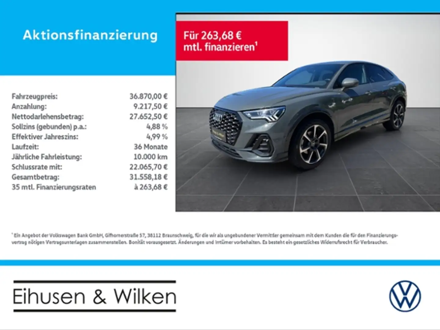 Audi Q3 Sportback 35+TFSI+S-LINE+MATRIX+AHK+OPTIK SCHWARZ Grijs - 1