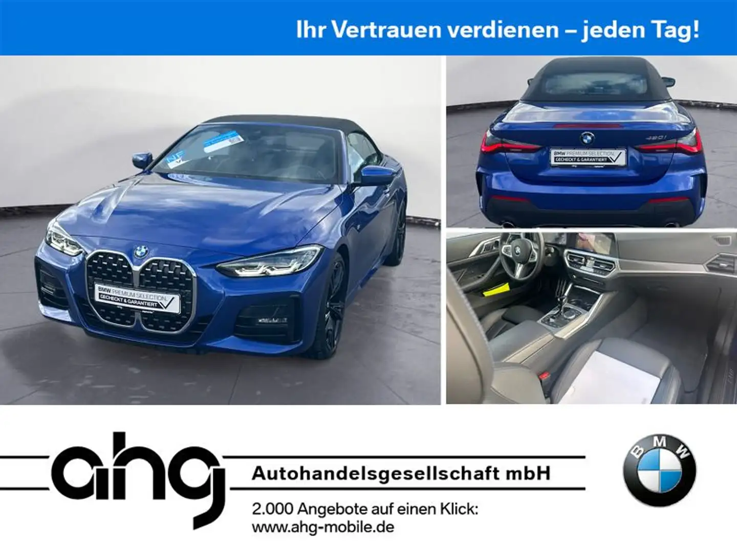 BMW 420 i Cabrio M Sport Sport Aut. Klimaaut. HIFI Bleu - 1