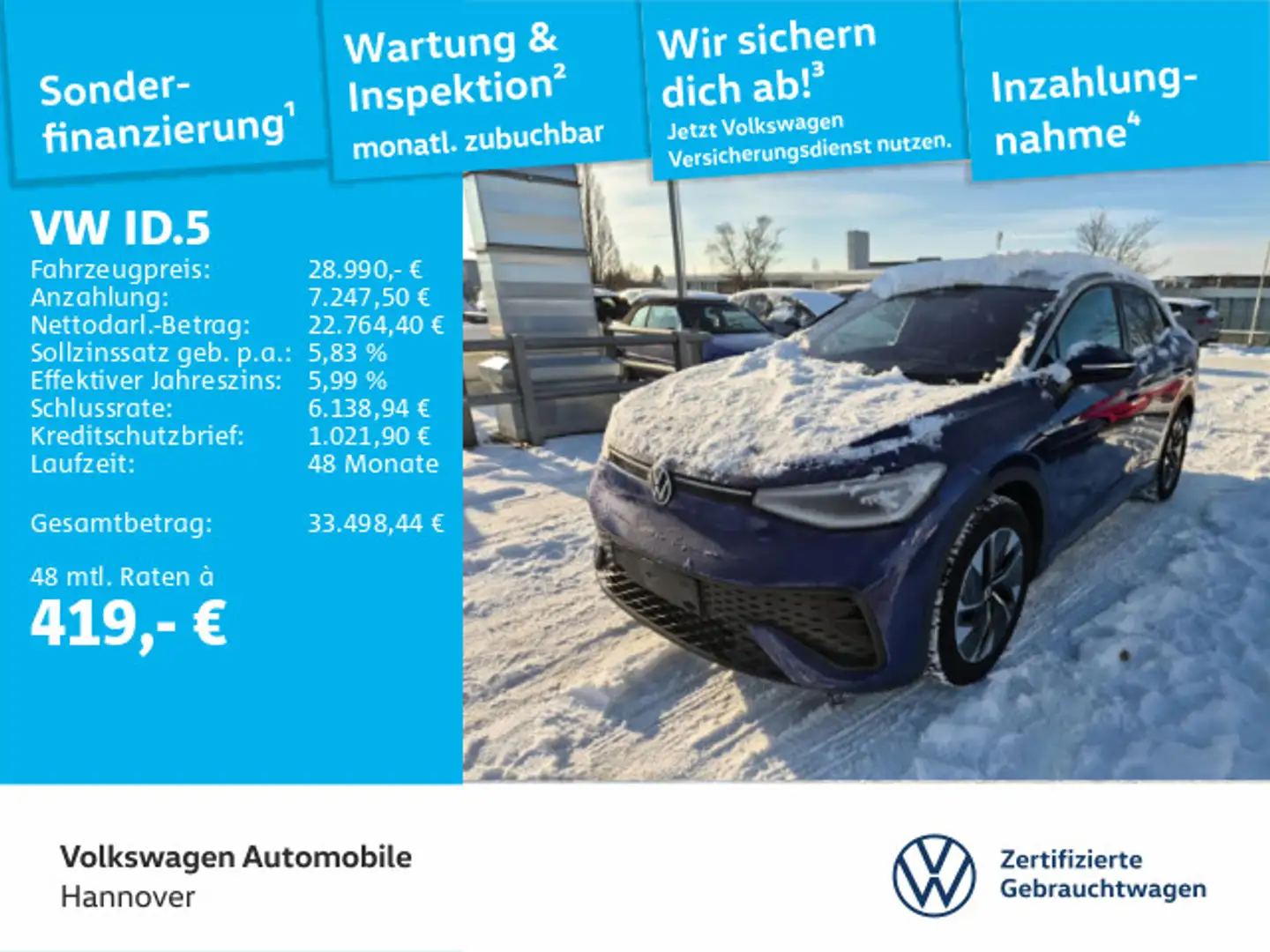 Volkswagen ID.5 Pro Performance Navi AHK LED-Matrix Pano Ka Blau - 1