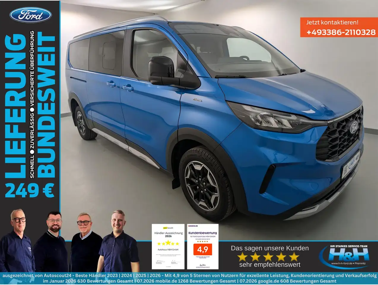 Ford Tourneo 2.0 L2 Active AHK+3 Zonen Klima