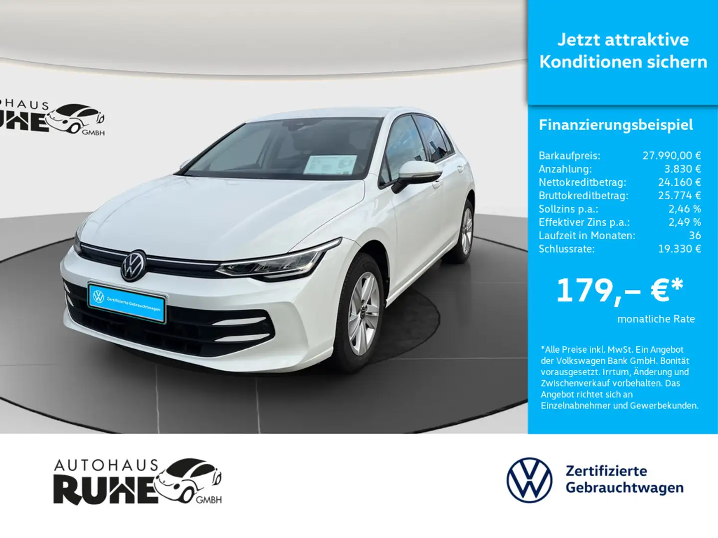 Volkswagen Golf VIII Life 1.5 eTSI 85 kW DSG 360° HUD Weiß - 1