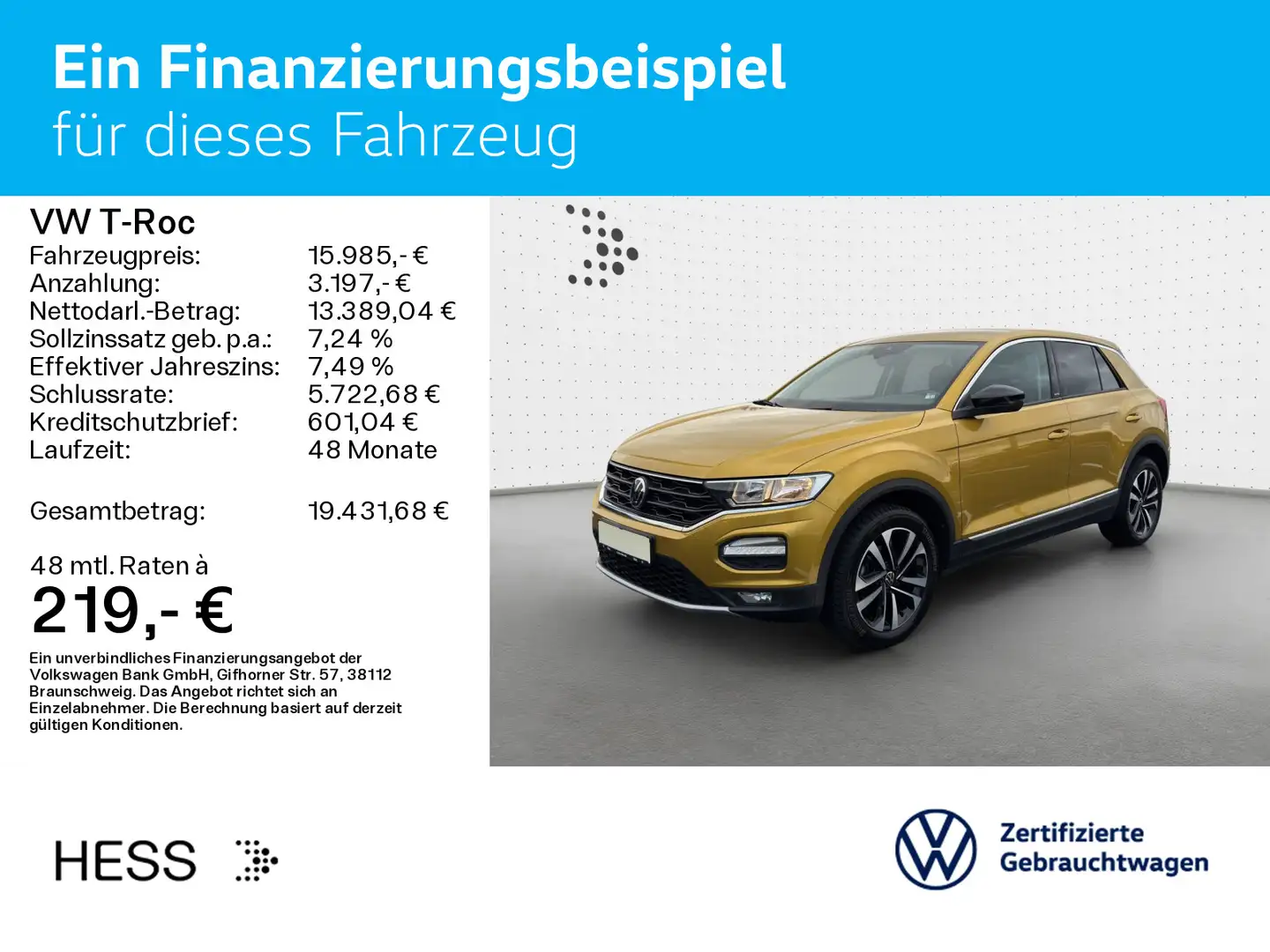 Volkswagen T-Roc T-ROC 2.0 TDI United*PDC*Sitzhzg.*Klima*Navi* Amarillo - 2