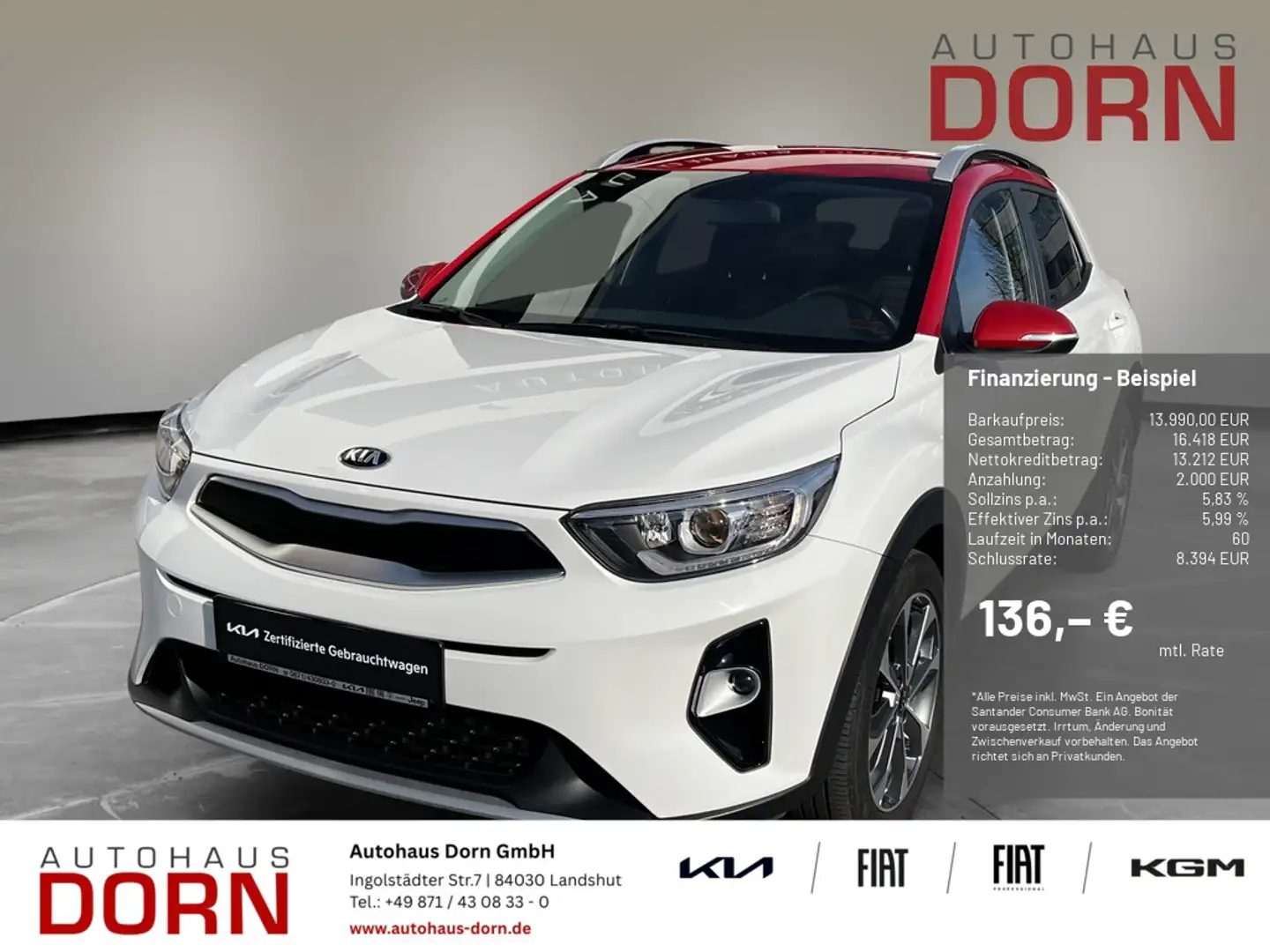 Kia Stonic Vision 1.0 T-GDI Navigationssystem Weiß - 1