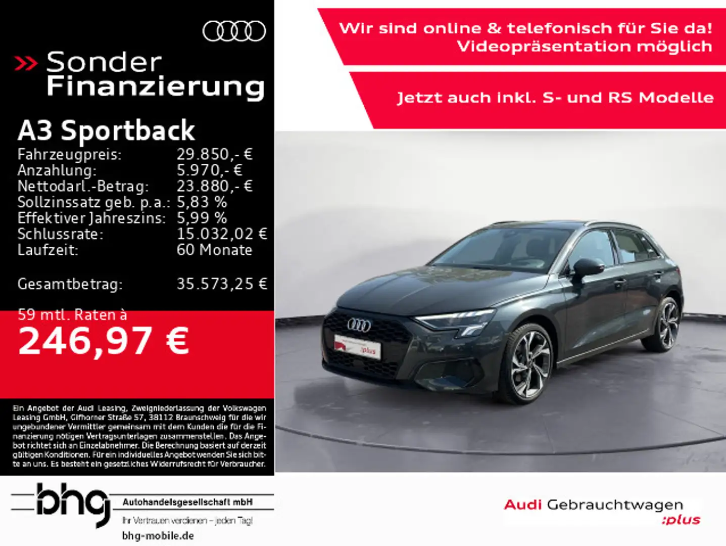 Audi A3 35 TDI advanced LED/AHK/Head-up/Ass Grau - 1