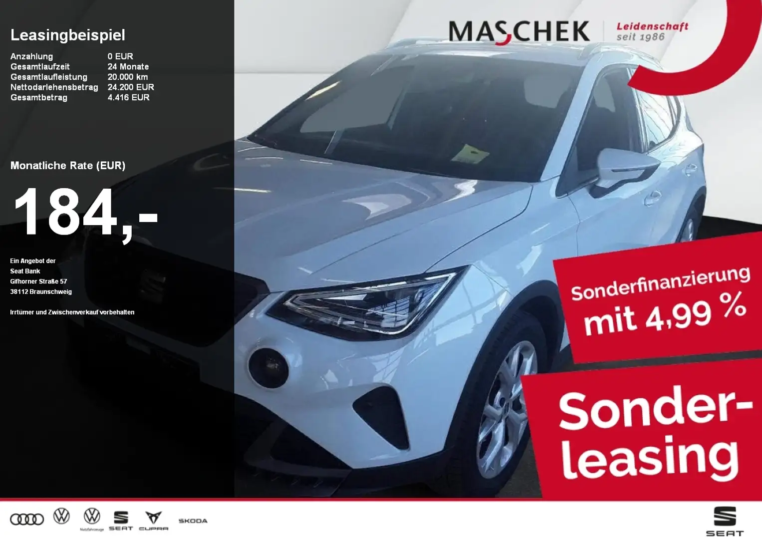 SEAT Arona FR 1.0 TSI DSG Navi RearView LED Sitzh. Weiß - 1