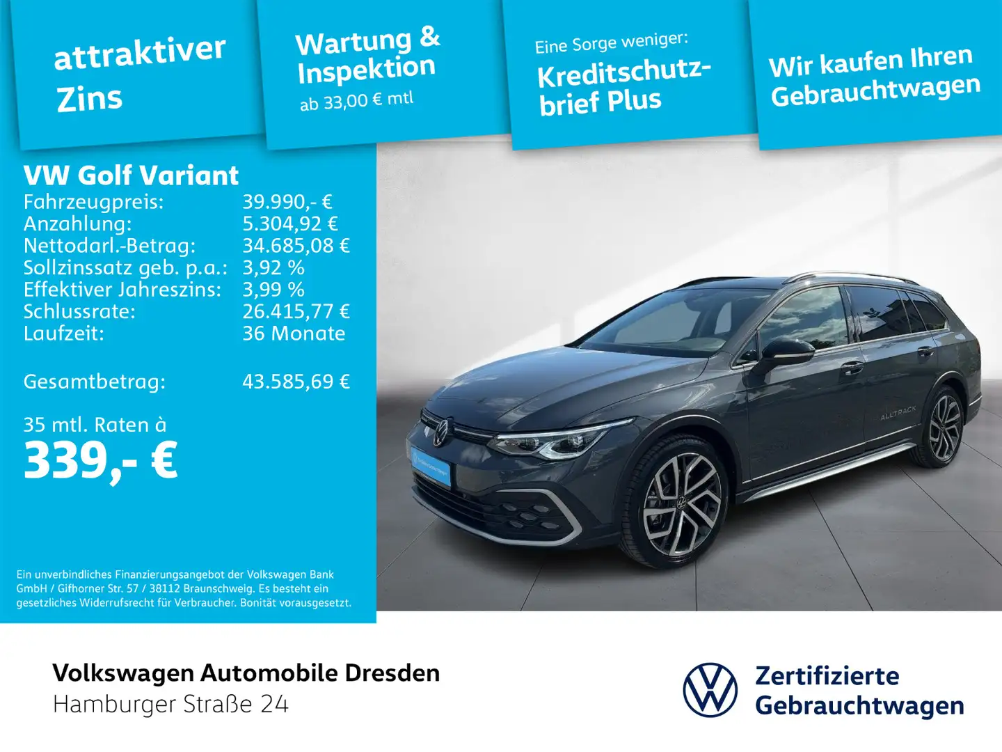 Volkswagen Golf Variant Golf VIII Variant Alltrack 2.0 TDI 4M DSG STHZG Gris - 1