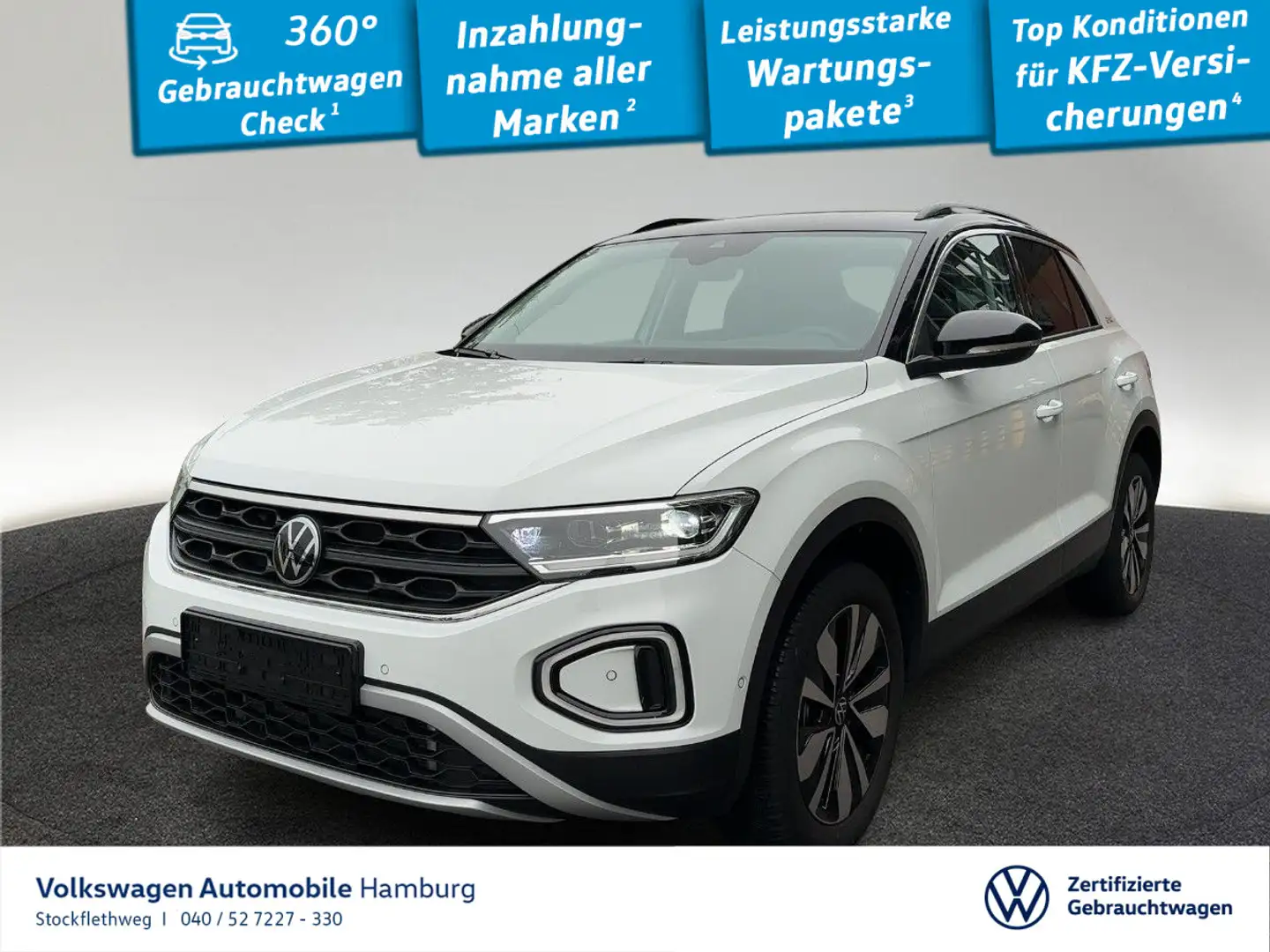 Volkswagen T-Roc 2.0 TDI Goal DSG AHK LED ACC Kamera Navi Weiß - 1