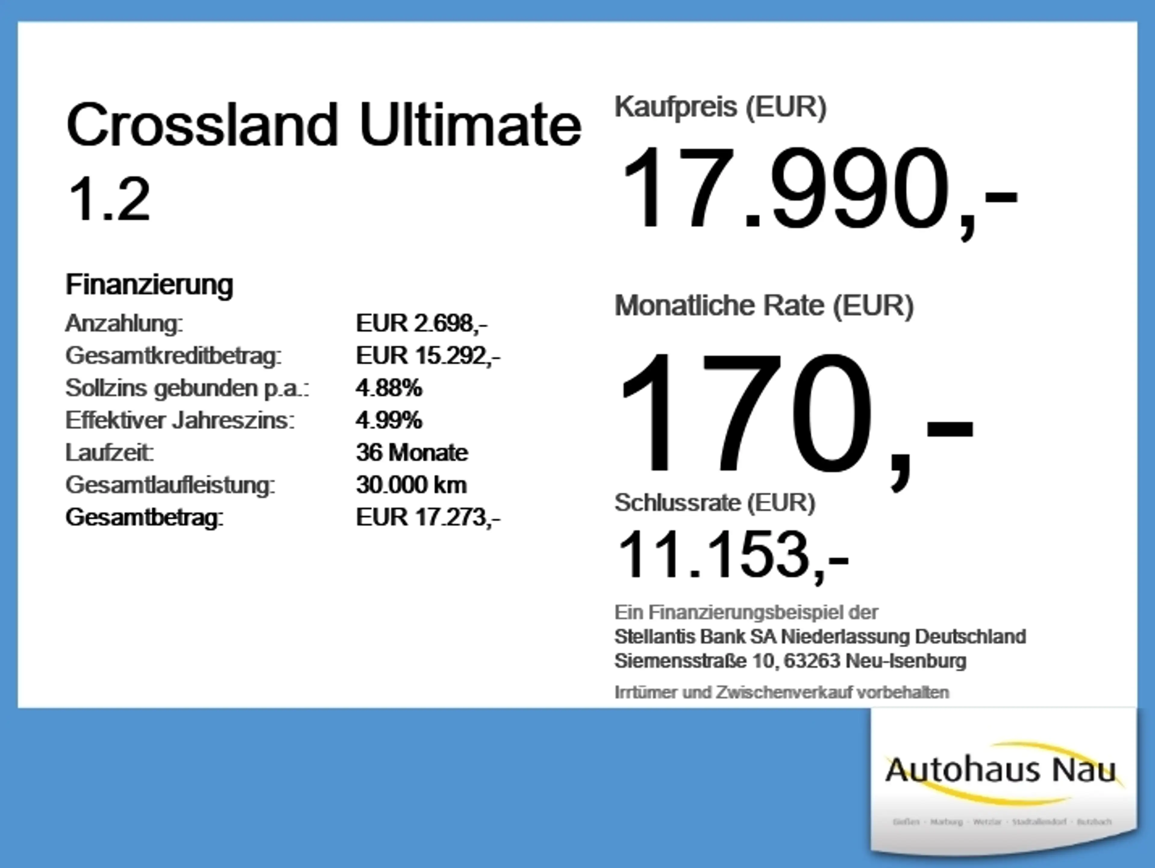 Opel Crossland Ultimate 1.2 Inspektionspaket BigDeal! — photo 6