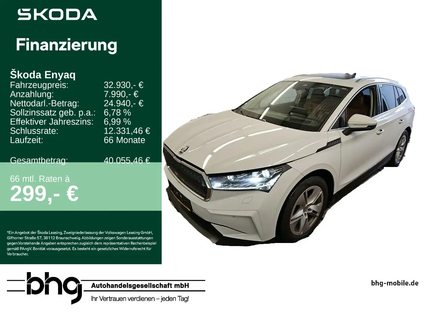 Skoda Enyaq iV 80 sportline convenience plus PanoDach Weiß - 1
