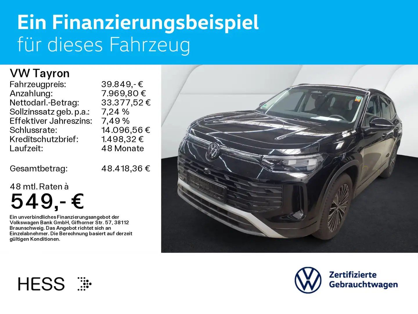 Volkswagen Tayron 1.5 eTSI DSG LIFE*7-SITZER*AHK*KAMERA*NAV Schwarz - 2