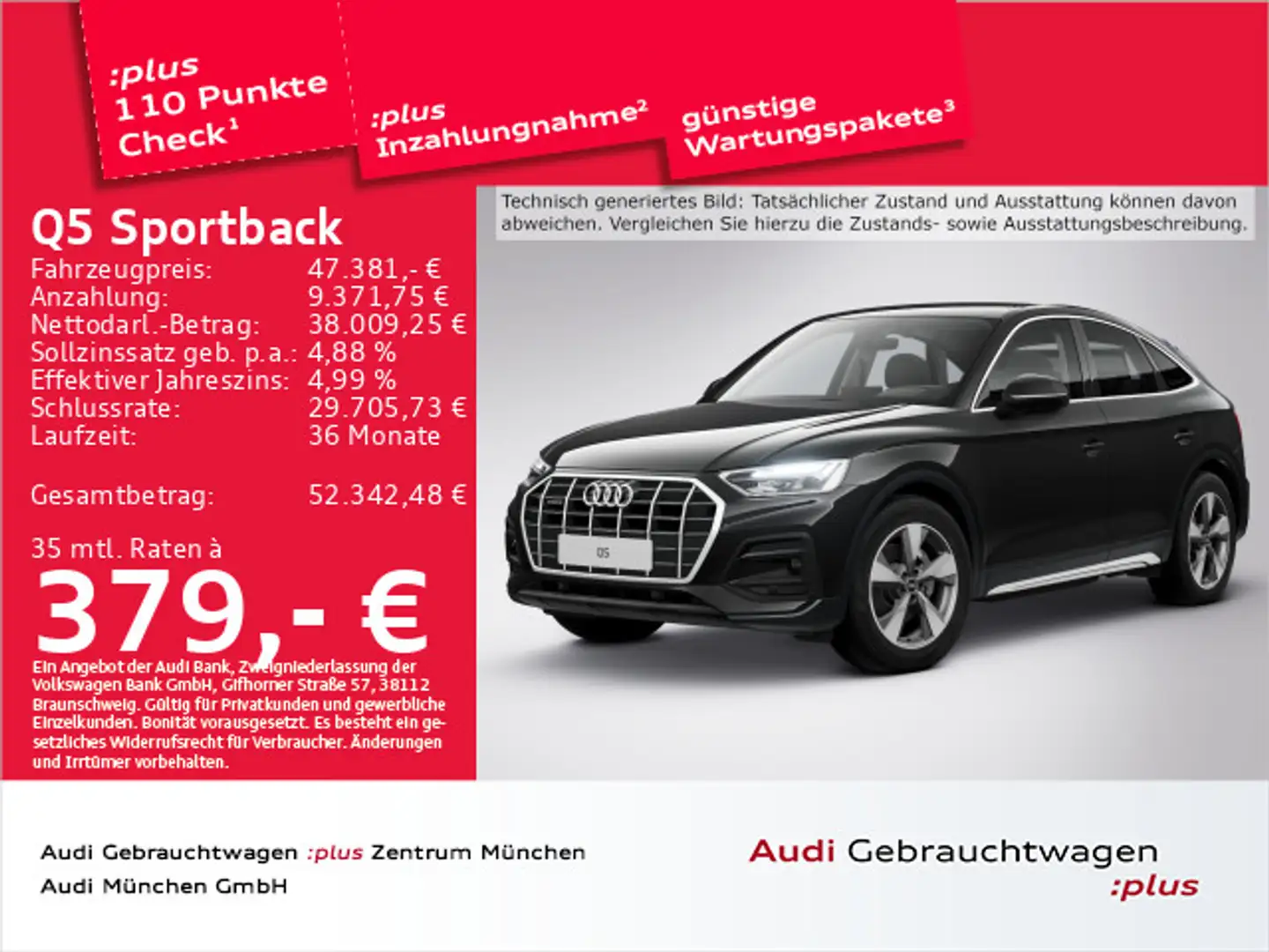 Audi Q5 45 TFSI qu. S tronic advanced AHK/N Schwarz - 1
