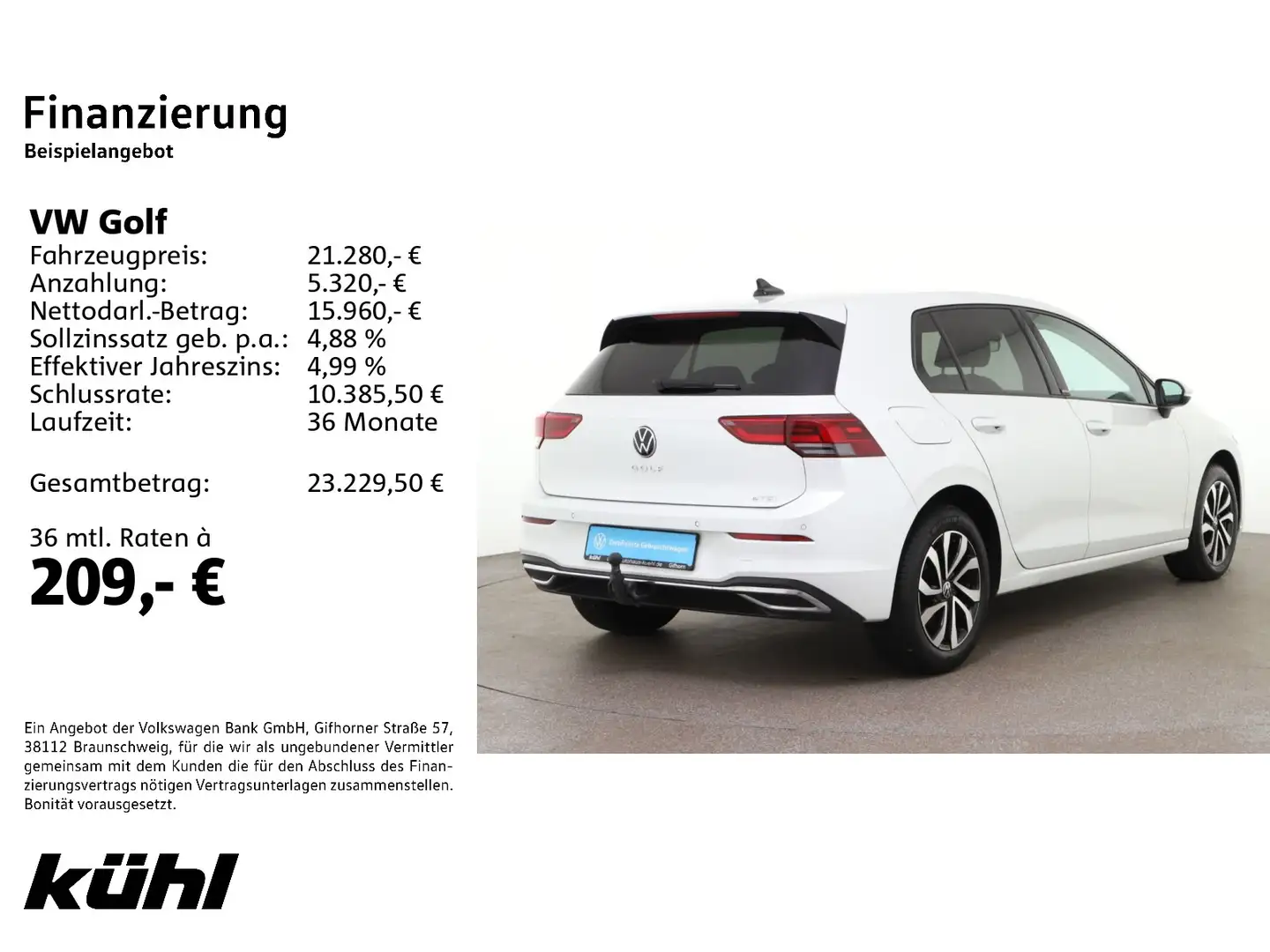 Volkswagen Golf 8 VIII 1.0 eTSI DSG Active LED/ACC/App/Navi Weiß - 2