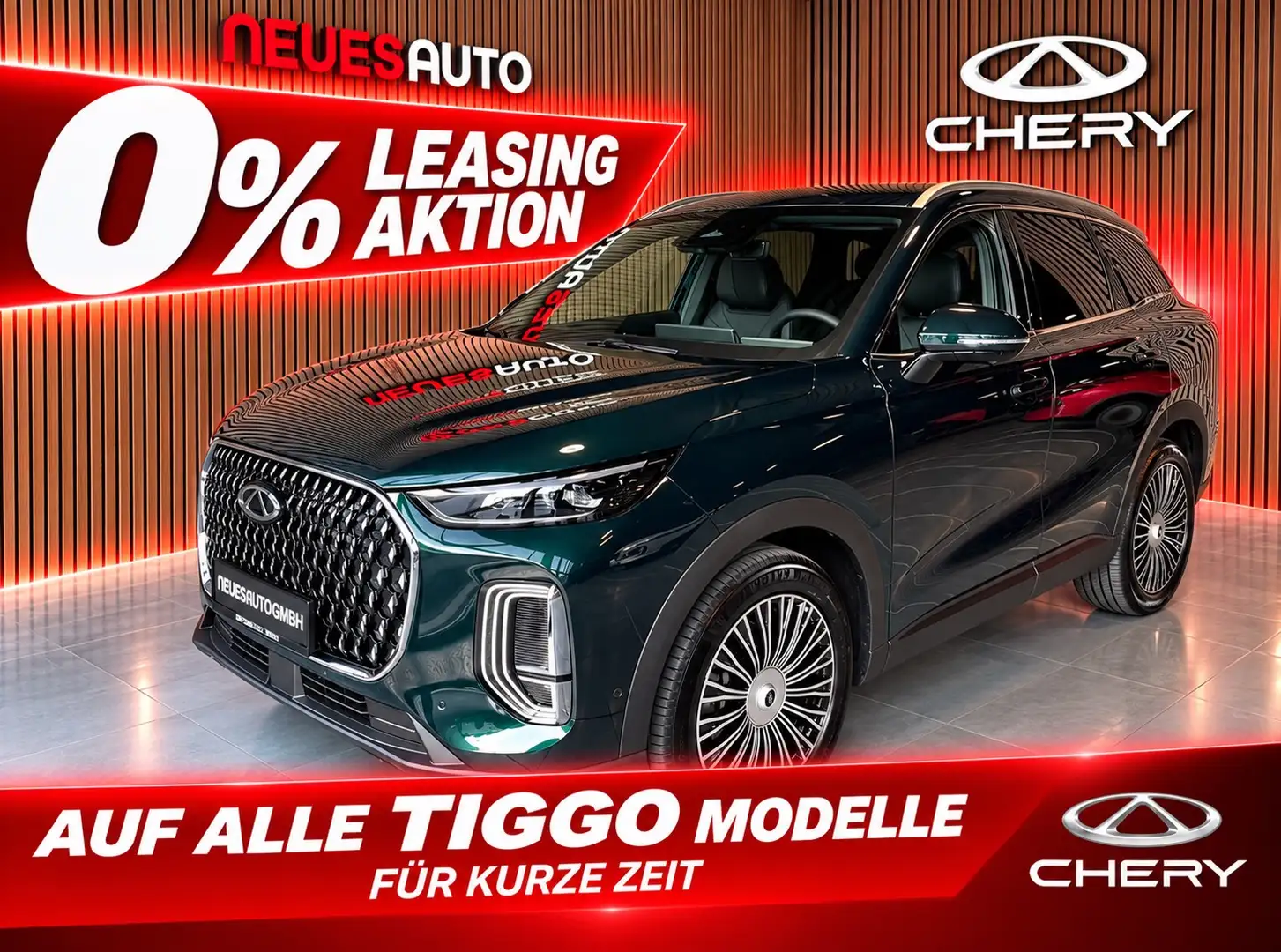 Chery Tiggo 9 PHEV AWD UNIQUE * 7.Jahre Gar*7.Sitz*Pano*Massage*4xSitzklima Grün - 1