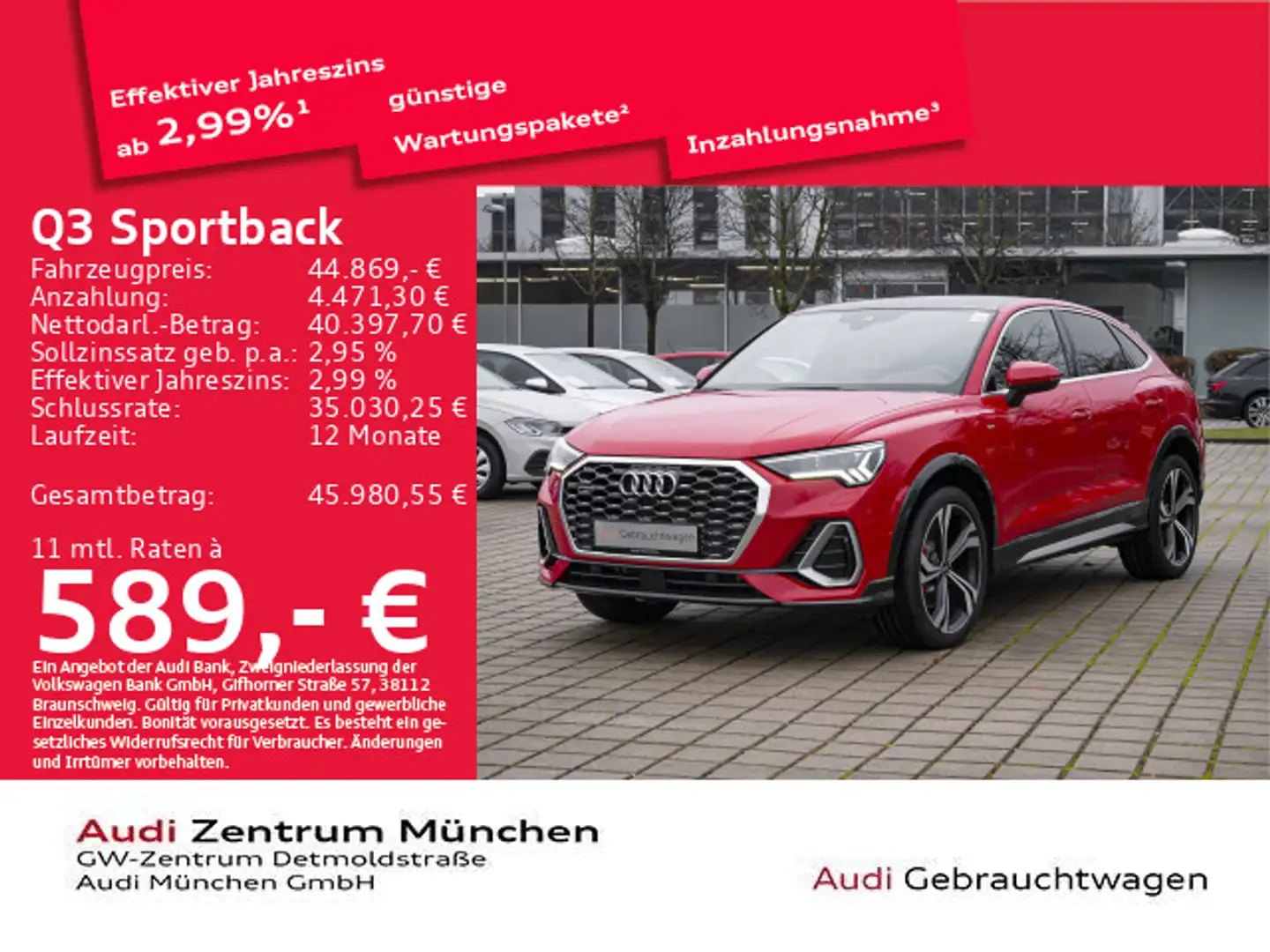 Audi Q3 45 TFSI qu. S tronic 2x S line Pano Rot - 1