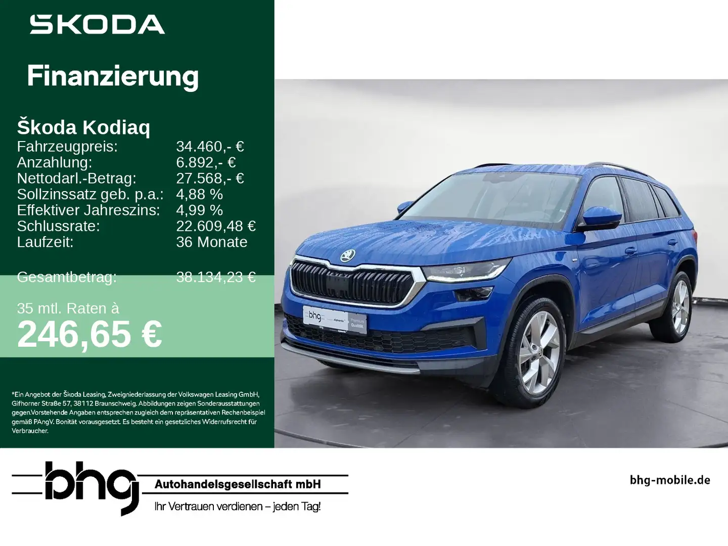 Skoda Kodiaq 2.0 TDI DSG Clever 4x4 Blau - 1